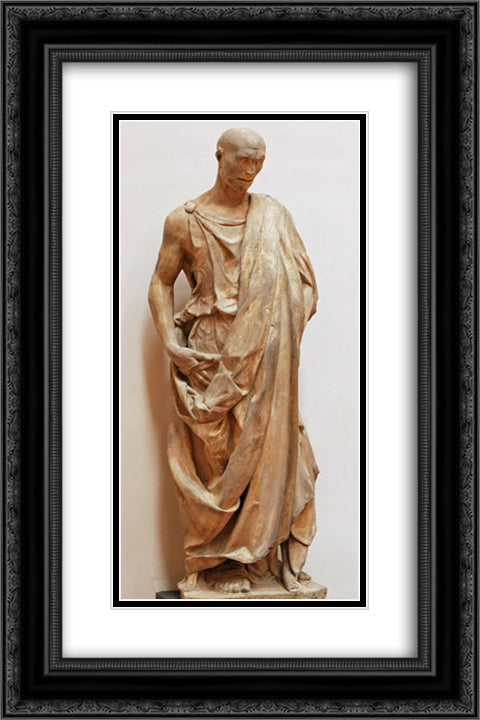 Zuccone (Statue of the Prophet Habakkuk) 16x24 Black Ornate Wood Framed Art Print Poster with Double Matting by Donatello