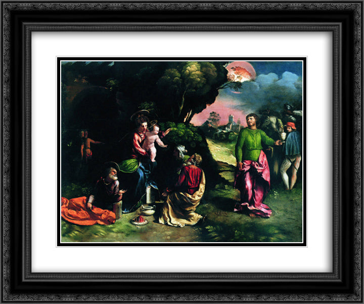 Adoration of the Magi 24x20 Black Ornate Wood Framed Art Print Poster with Double Matting by Dosso Dossi