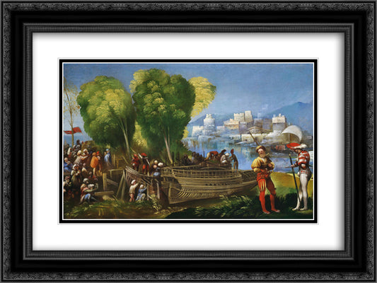 Aeneas and Achates on the Libyan Coast 24x18 Black Ornate Wood Framed Art Print Poster with Double Matting by Dosso Dossi
