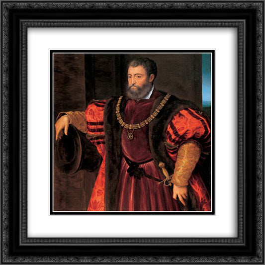 Alfonso d'Este 20x20 Black Ornate Wood Framed Art Print Poster with Double Matting by Dosso Dossi