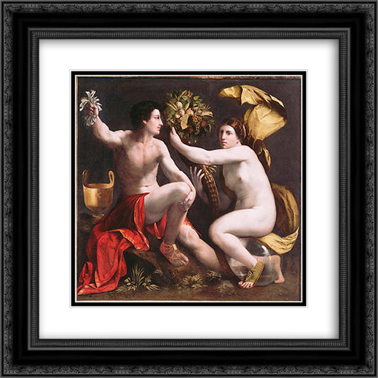 An Allegory of Fortune 20x20 Black Ornate Wood Framed Art Print Poster with Double Matting by Dosso Dossi
