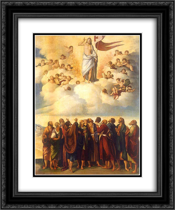 Ascension of Christ 20x24 Black Ornate Wood Framed Art Print Poster with Double Matting by Dosso Dossi