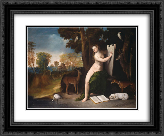 Circe and her Lovers in a Landscape 24x20 Black Ornate Wood Framed Art Print Poster with Double Matting by Dosso Dossi