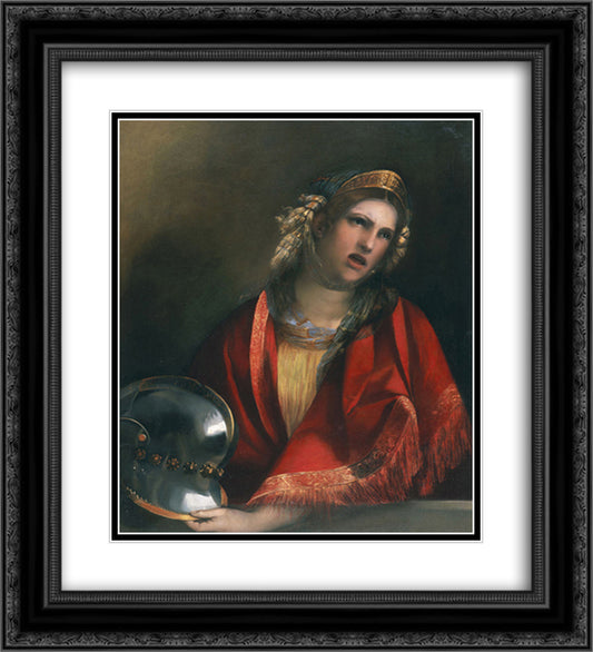 Didone 20x22 Black Ornate Wood Framed Art Print Poster with Double Matting by Dosso Dossi
