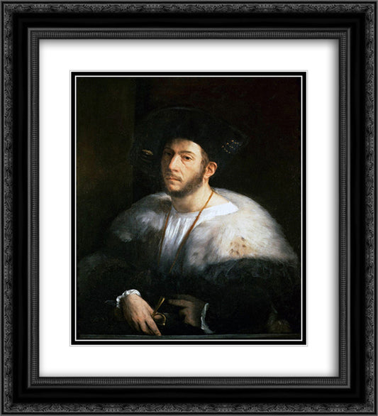Portrait of a Man (probably Cesare Borgia) 20x22 Black Ornate Wood Framed Art Print Poster with Double Matting by Dosso Dossi