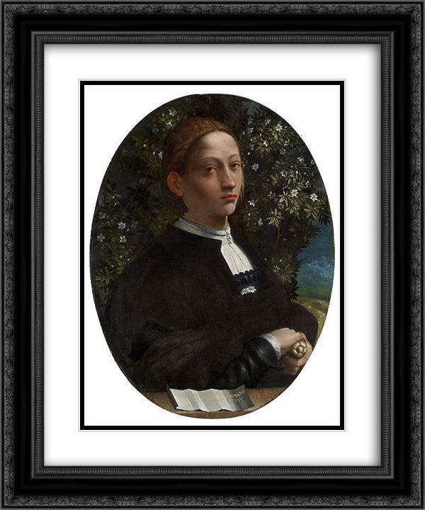 Portrait of a Youth, probably Lucrezia Borgia 20x24 Black Ornate Wood Framed Art Print Poster with Double Matting by Dosso Dossi