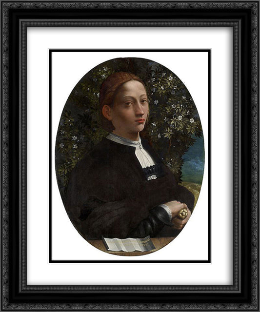 Portrait of a Youth, probably Lucrezia Borgia 20x24 Black Ornate Wood Framed Art Print Poster with Double Matting by Dosso Dossi