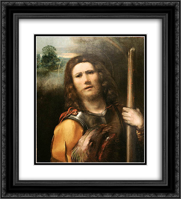 Saint George 20x22 Black Ornate Wood Framed Art Print Poster with Double Matting by Dosso Dossi