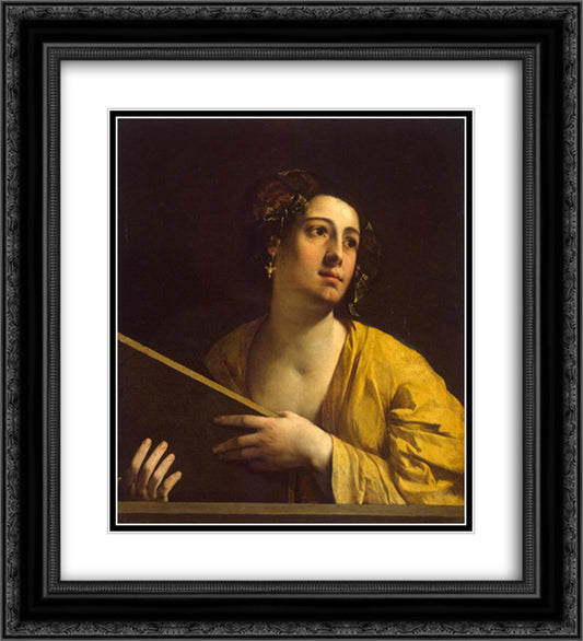 Sibyl 20x22 Black Ornate Wood Framed Art Print Poster with Double Matting by Dosso Dossi