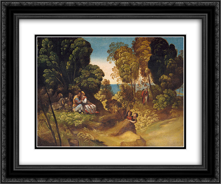 The Three Ages of Man 24x20 Black Ornate Wood Framed Art Print Poster with Double Matting by Dosso Dossi