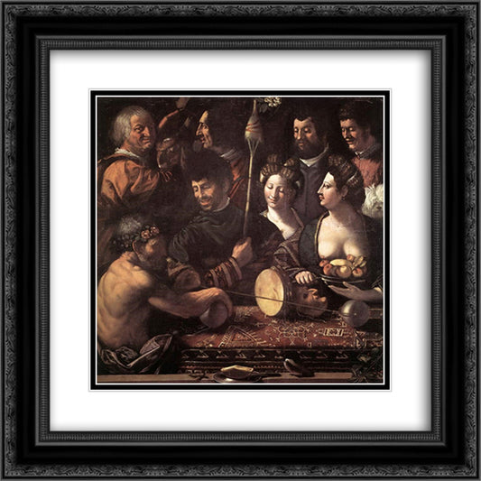 Witchcraft (Allegory of Hercules) 20x20 Black Ornate Wood Framed Art Print Poster with Double Matting by Dosso Dossi