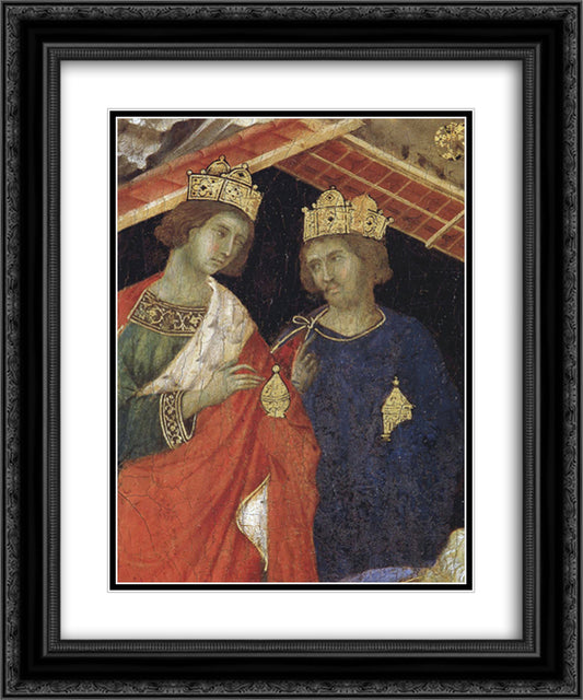 Adoration of the Magi (Fragment) 20x24 Black Ornate Wood Framed Art Print Poster with Double Matting by Duccio
