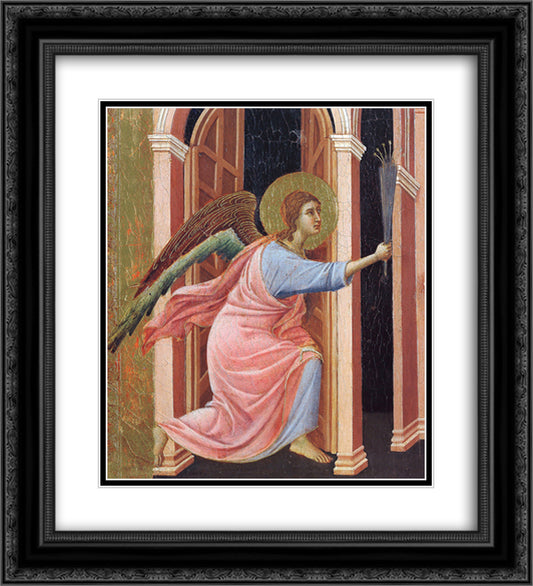 Annunciation (Fragment) 20x22 Black Ornate Wood Framed Art Print Poster with Double Matting by Duccio