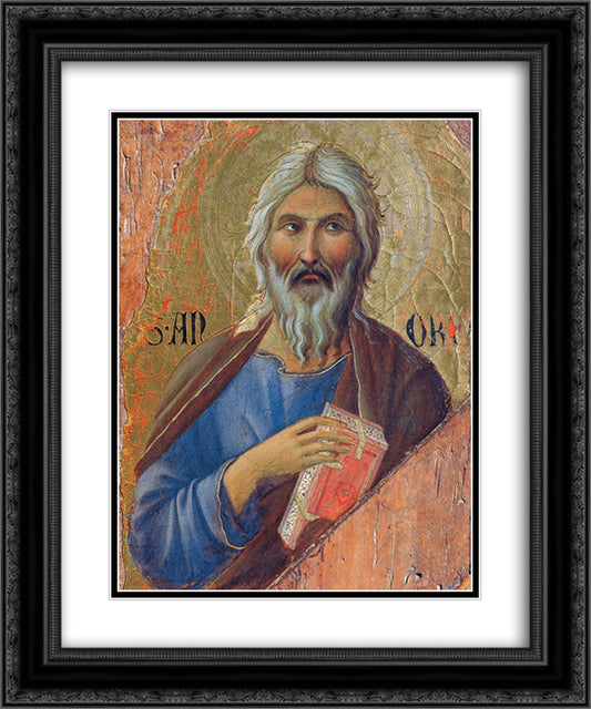 Apostle Andrew 20x24 Black Ornate Wood Framed Art Print Poster with Double Matting by Duccio