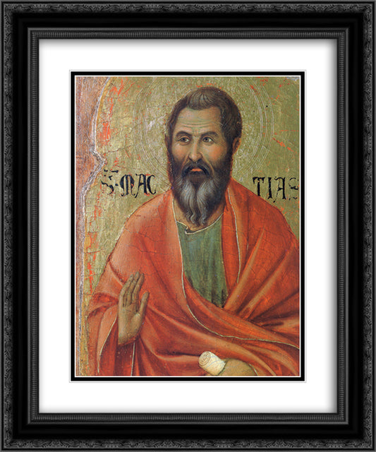 Apostle Matthias 20x24 Black Ornate Wood Framed Art Print Poster with Double Matting by Duccio