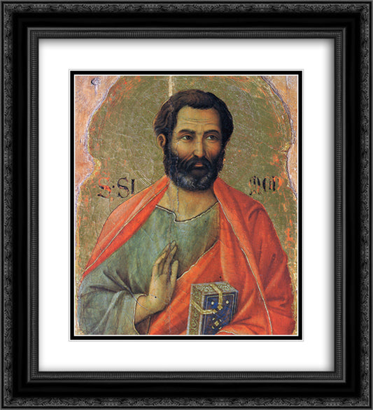 Apostle Simon 20x22 Black Ornate Wood Framed Art Print Poster with Double Matting by Duccio