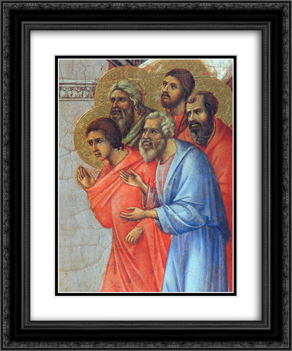 Appearance of Christ to the apostles (Fragment) 20x24 Black Ornate Wood Framed Art Print Poster with Double Matting by Duccio