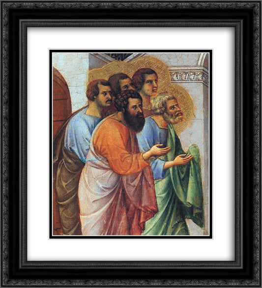 Appearance of Christ to the apostles (Fragment) 20x22 Black Ornate Wood Framed Art Print Poster with Double Matting by Duccio