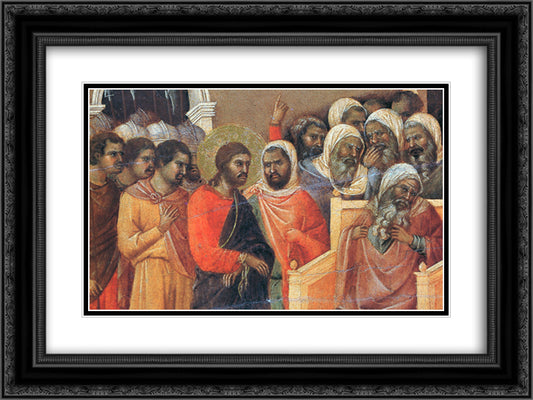 Christ before Caiaphas (Fragment) 24x18 Black Ornate Wood Framed Art Print Poster with Double Matting by Duccio