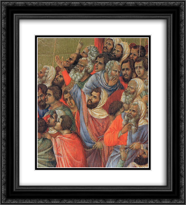Crucifixion (Fragment) 20x22 Black Ornate Wood Framed Art Print Poster with Double Matting by Duccio