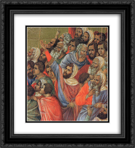 Crucifixion (Fragment) 20x22 Black Ornate Wood Framed Art Print Poster with Double Matting by Duccio
