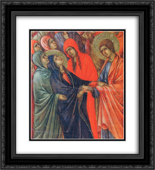 Crucifixion (Fragment) 20x22 Black Ornate Wood Framed Art Print Poster with Double Matting by Duccio