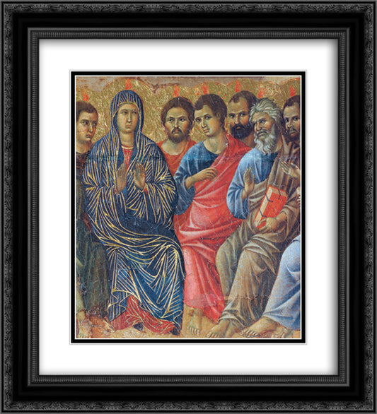 Descent of the Holy Spirit upon the Apostles (Fragment) 20x22 Black Ornate Wood Framed Art Print Poster with Double Matting by Duccio