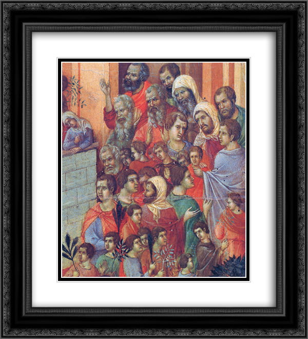 Entry into Jerusalem (Fragment) 20x22 Black Ornate Wood Framed Art Print Poster with Double Matting by Duccio