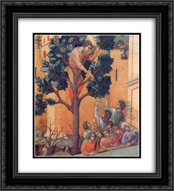Entry into Jerusalem (Fragment) 20x22 Black Ornate Wood Framed Art Print Poster with Double Matting by Duccio