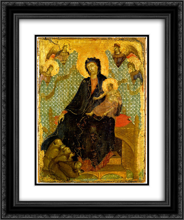 Franciscan Madonna 20x24 Black Ornate Wood Framed Art Print Poster with Double Matting by Duccio