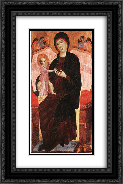 Gualino Madonna 16x24 Black Ornate Wood Framed Art Print Poster with Double Matting by Duccio