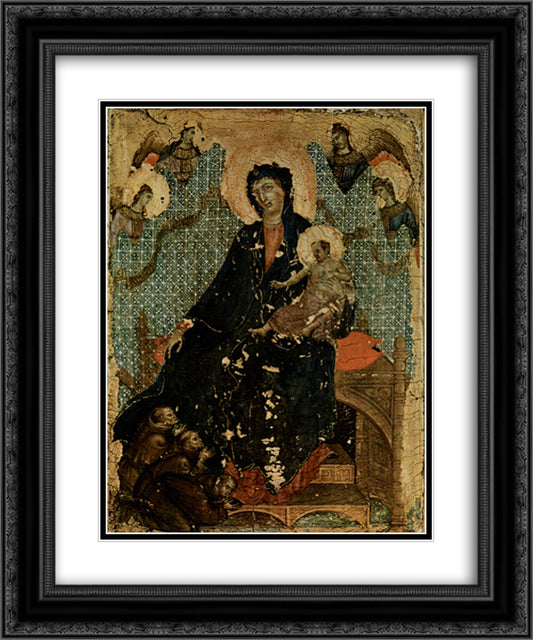 Madonna of the Franciscans 20x24 Black Ornate Wood Framed Art Print Poster with Double Matting by Duccio