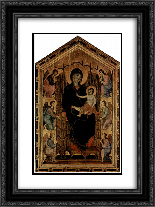 Madonna Rucellai 18x24 Black Ornate Wood Framed Art Print Poster with Double Matting by Duccio