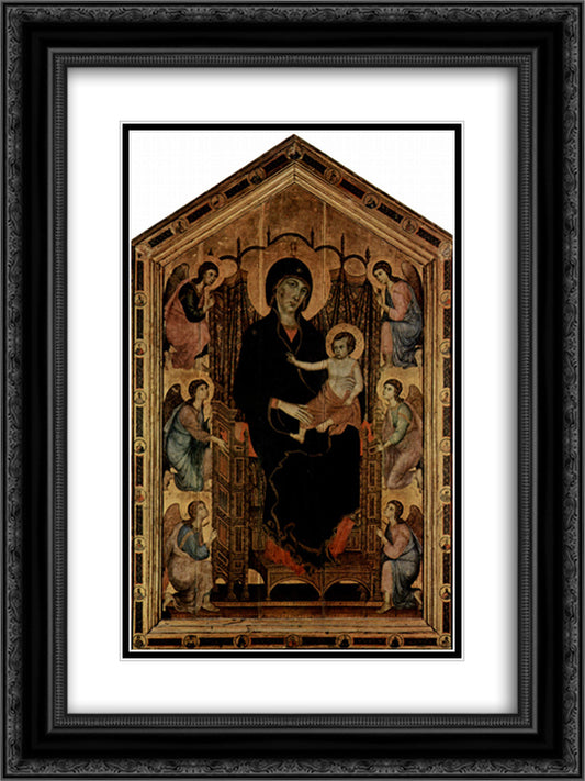 Madonna Rucellai 18x24 Black Ornate Wood Framed Art Print Poster with Double Matting by Duccio