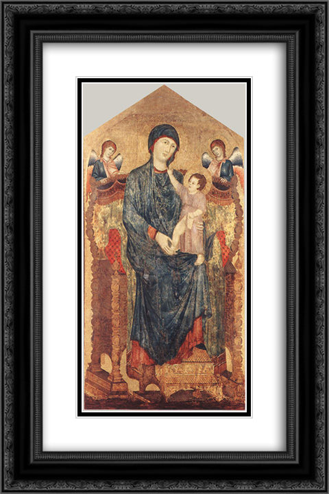 Maesta 16x24 Black Ornate Wood Framed Art Print Poster with Double Matting by Duccio