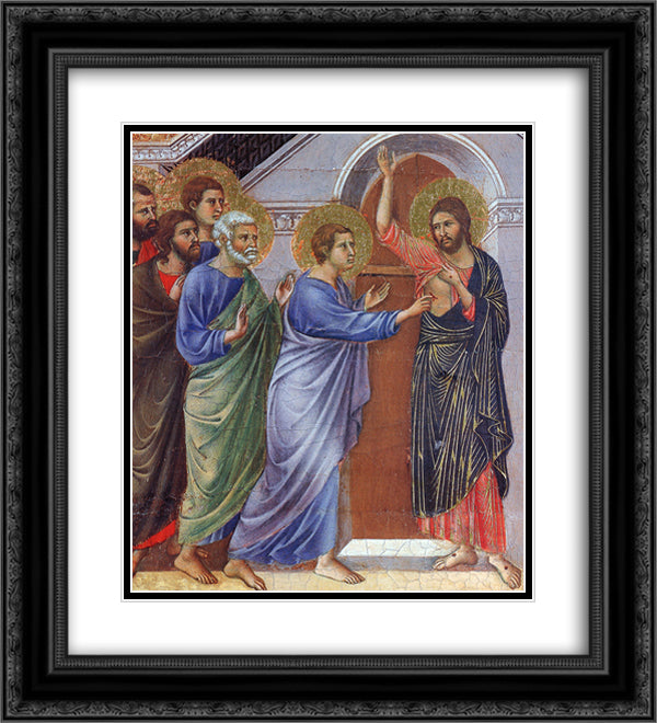 Reassuring Thomas (Fragment) 20x22 Black Ornate Wood Framed Art Print Poster with Double Matting by Duccio