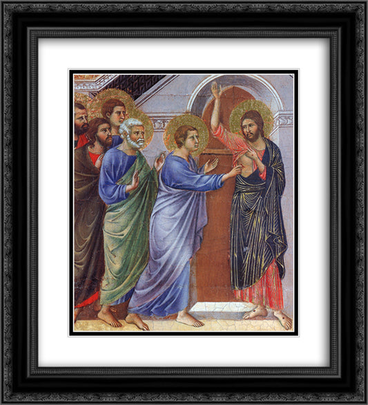 Reassuring Thomas (Fragment) 20x22 Black Ornate Wood Framed Art Print Poster with Double Matting by Duccio