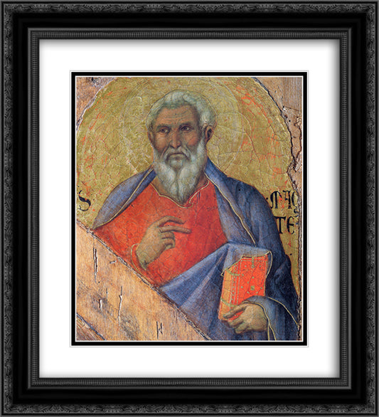 The Apostle Matthew 20x22 Black Ornate Wood Framed Art Print Poster with Double Matting by Duccio