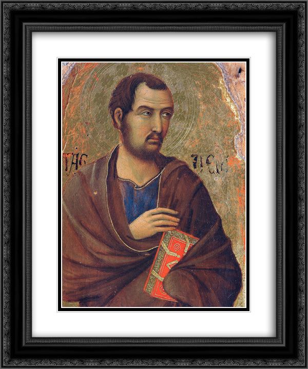 The apostle Thaddeus 20x24 Black Ornate Wood Framed Art Print Poster with Double Matting by Duccio