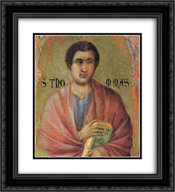 The Apostle Thomas 20x22 Black Ornate Wood Framed Art Print Poster with Double Matting by Duccio