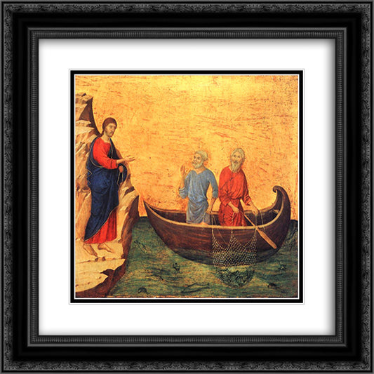 The Calling of the Apostles Peter and Andrew 20x20 Black Ornate Wood Framed Art Print Poster with Double Matting by Duccio