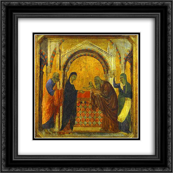 The Presentation in the Temple 20x20 Black Ornate Wood Framed Art Print Poster with Double Matting by Duccio