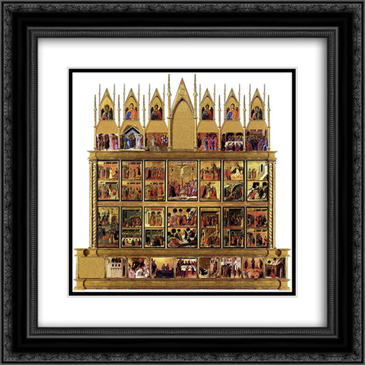 View the back side 20x20 Black Ornate Wood Framed Art Print Poster with Double Matting by Duccio