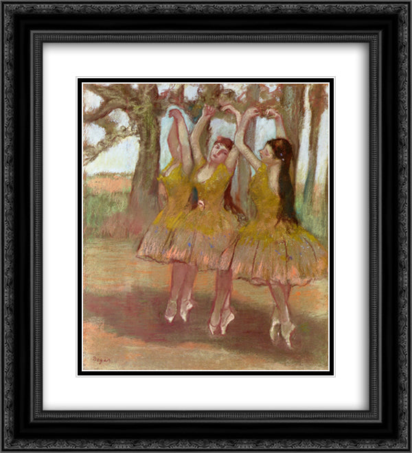 A Grecian Dance 20x22 Black Ornate Wood Framed Art Print Poster with Double Matting by Degas, Edgar