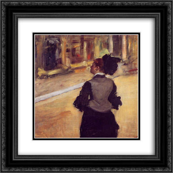 A Visit to the Museum 20x20 Black Ornate Wood Framed Art Print Poster with Double Matting by Degas, Edgar