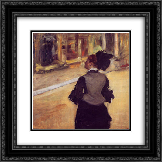 A Visit to the Museum 20x20 Black Ornate Wood Framed Art Print Poster with Double Matting by Degas, Edgar