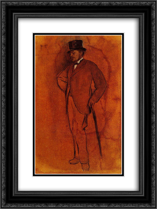 Achille De Gas 18x24 Black Ornate Wood Framed Art Print Poster with Double Matting by Degas, Edgar