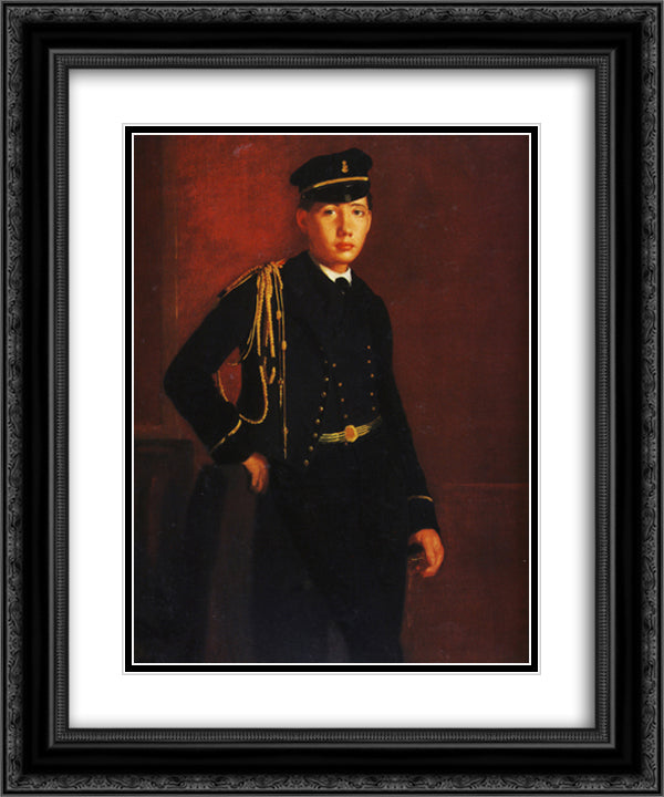 Achille de Gas as a Naval Cadet (detail) 20x24 Black Ornate Wood Framed Art Print Poster with Double Matting by Degas, Edgar