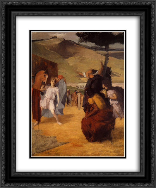 Alexander and Bucephalus 20x24 Black Ornate Wood Framed Art Print Poster with Double Matting by Degas, Edgar