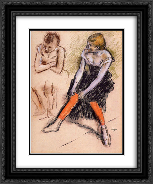 ancer with Red Stockings 20x24 Black Ornate Wood Framed Art Print Poster with Double Matting by Degas, Edgar